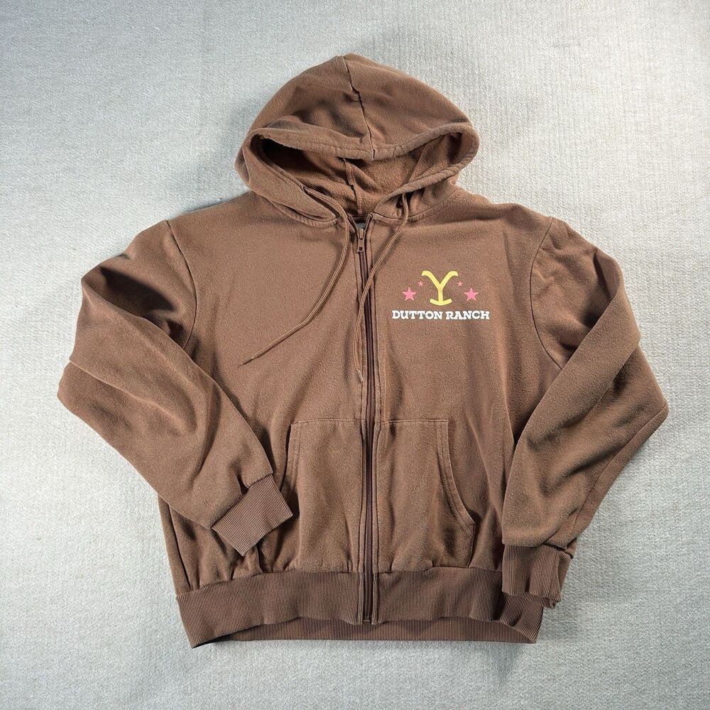 YELLOWSTONE Dutton Ranch Hoodie Logo RIDE FOR THE BRAND Women M Brown